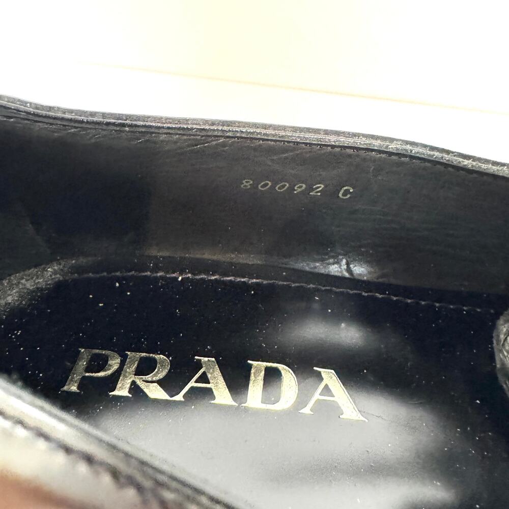 PRADA Black Patent Leather Combination Calf Hair Point Toe Loafer 10 Pony Shoes - Picture 5 of 7